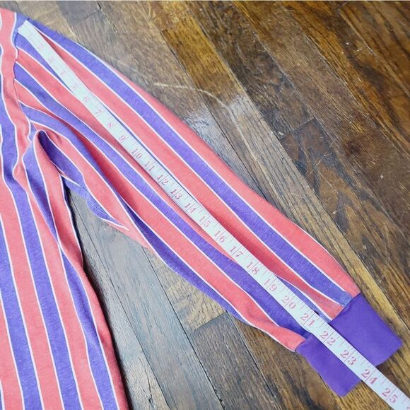 Y2K Guess Retro Red Purple Striped Classic Logo Long Sleeve T-shirt - Picture 10 of 16